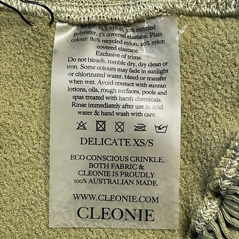 NWT Cleonie Bells Bikini Top Knit Moss Green Triangle Halter Sz XS S